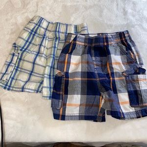 2 Pairs Garanimals Blue Cargo Shorts 12 months